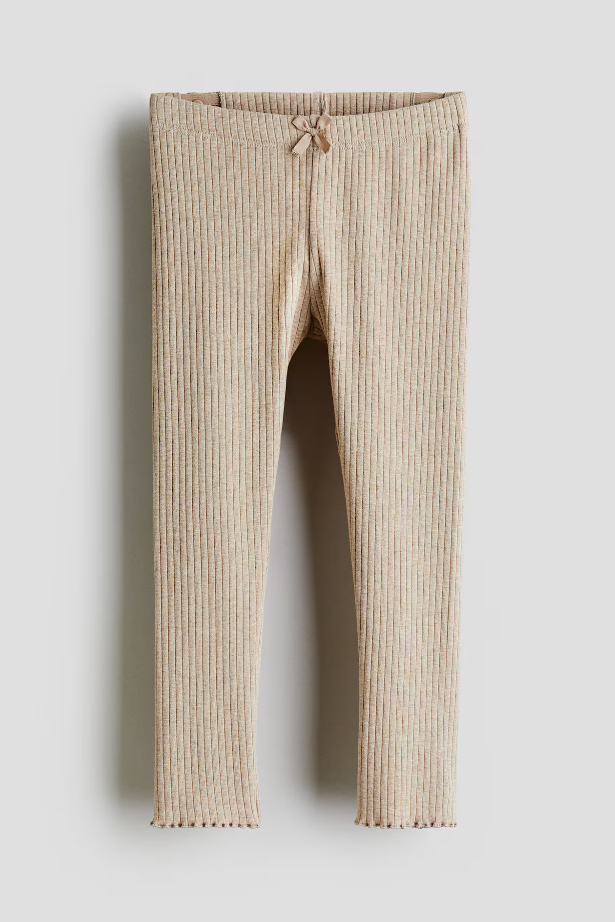 Ribbed Cotton Leggings - Light beige - Kids | H&M US | H&M (US + CA)