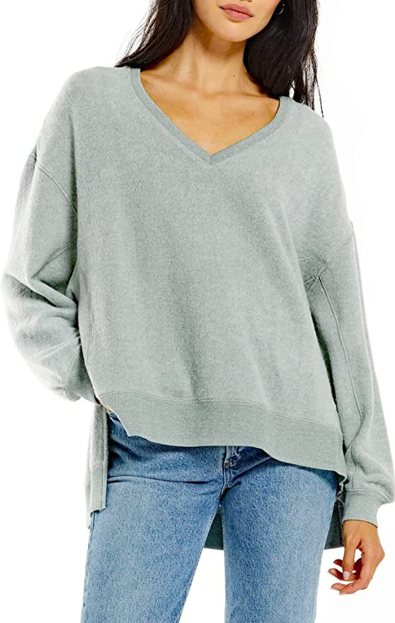 Cozy V-Neck Modern Weekender In Aqua Stone Zt213140 (X-Small) at Amazon Women’s Clothing store | Amazon (US)
