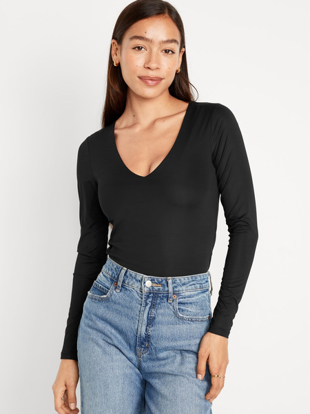 Long-Sleeve Double-Layer Sculpting Cropped T-Shirt for Women | Old Navy (US)