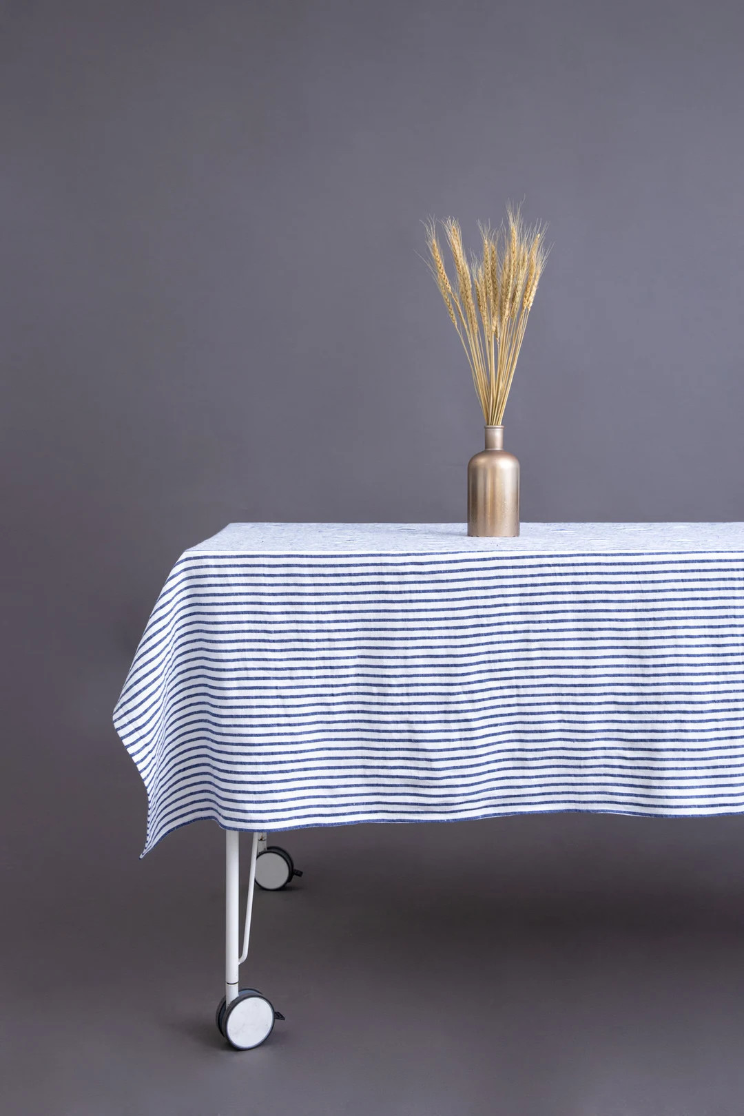 Blue striped linen tablecloth, washed linen tablecloth, blue stripy tablecloth, Round, square, re... | Etsy (US)