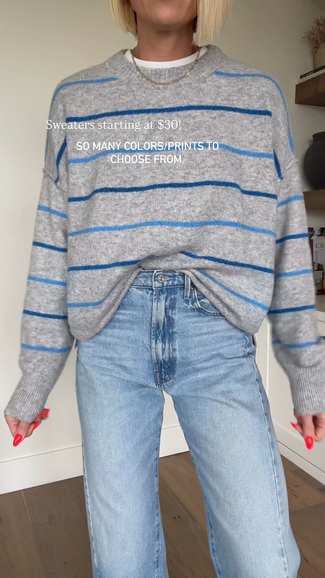 The softest, swingy, crewneck, sweaters! It took a lot of self-control, not to buy one in every color — you have to see all the option! Would be a great gift for any girl in your life.🎁
Wearing a size medium, and a sweater for that perfect oversized fit, jeans fit true to size wearing a 27.

#LTKOver40 #LTKCyberWeek #LTKGiftGuide