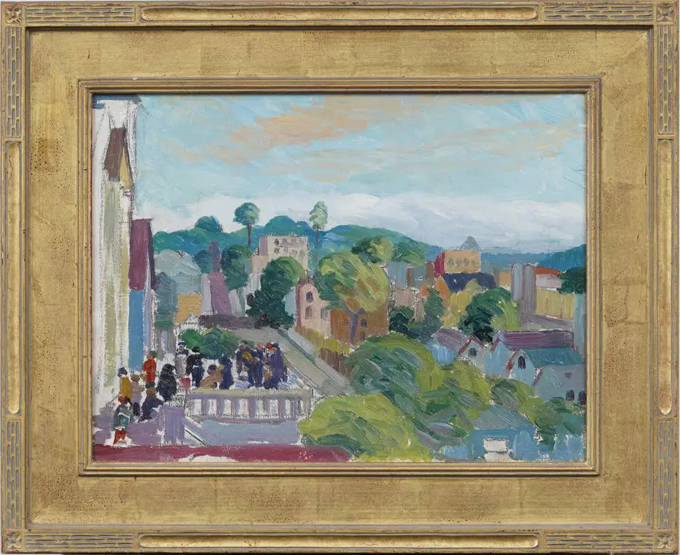 Antique American School Impressionist Landscape Nicely Framed Oil Painting | 1stDibs