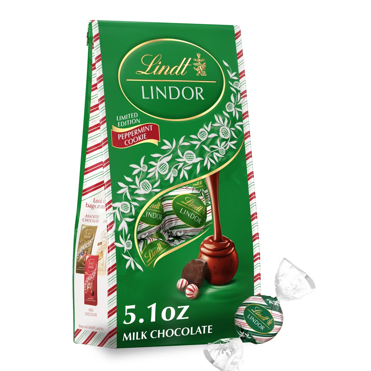 Lindt LINDOR Christmas Peppermint Cookie Chocolate Candy Truffles - 5.1oz | Target