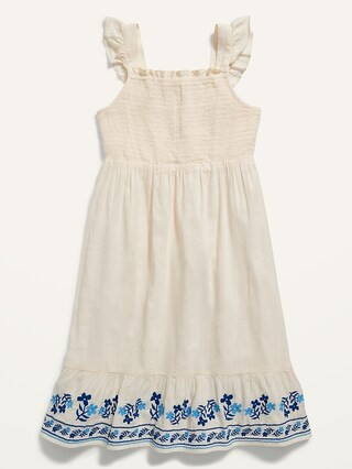 Sleeveless Embroidered Tiered-Hem Fit & Flare Dress for Girls | Old Navy (US)