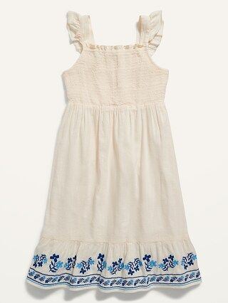 Sleeveless Embroidered Tiered-Hem Fit & Flare Dress for Girls | Old Navy (US)