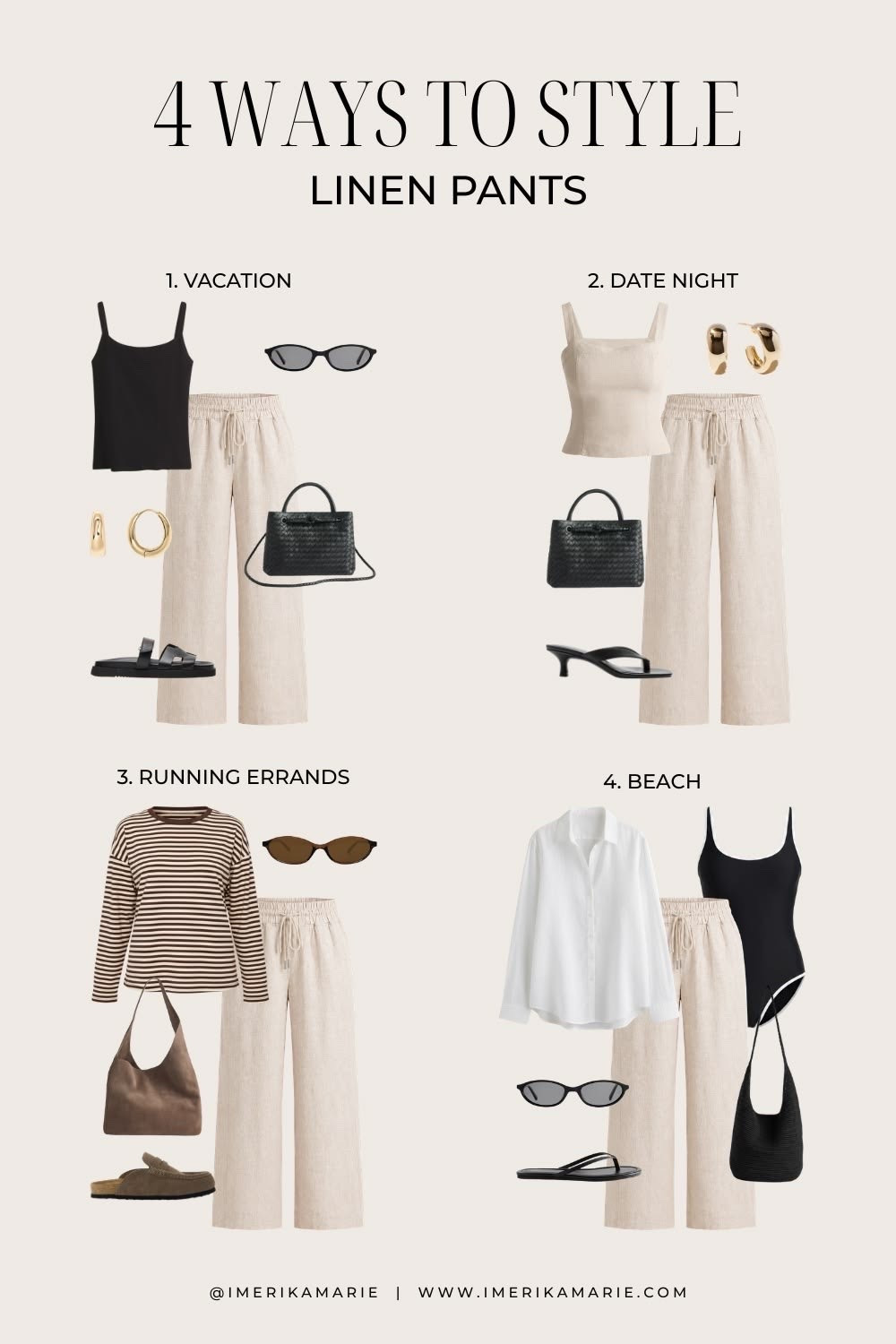 4 Ways to Style Linen Pants

Quince 100% European Linen Pants

For reference: I’m 5’2” and wear a size small, 30 inch inseam for a relaxed fit. I would recommend a 28 inseam if you’re under 5’3” though!

#LTKootd #LTKSeasonal #LTKSwim