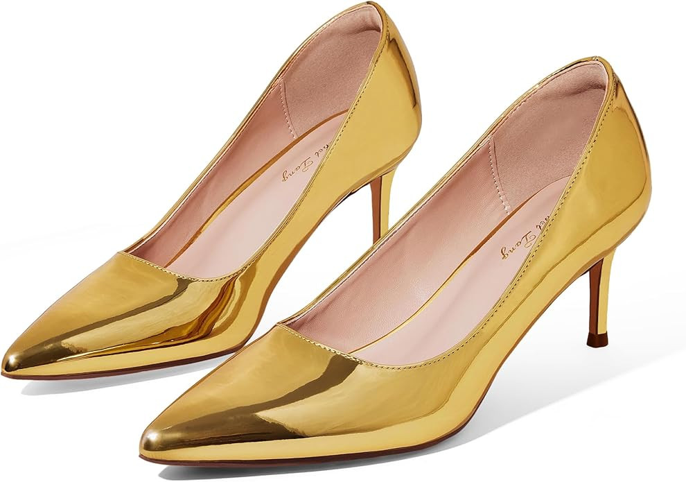 Elisabet Tang Kitten Heel Low Pumps 2.4 Inch Closed Pointed Toe Short Sexy Comfort Women Dressy S... | Amazon (US)