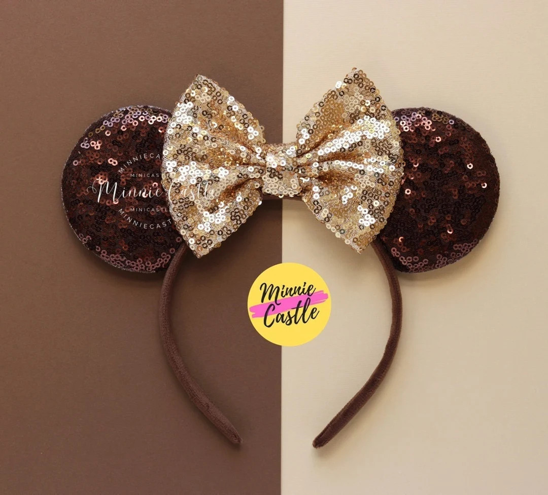 Mouse Ears Brown Sequin Headband Mickey Minnie Ears Kids & Adults - Etsy | Etsy (US)