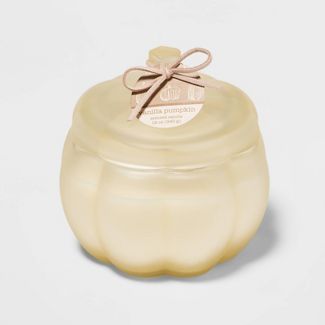 12oz Lidded Frosted Glass Pumpkin Jar 2-Wick Vanilla Pumpkin Candle - Threshold™ | Target
