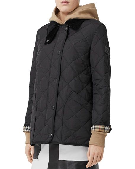 Burberry Cotswold Quilted Barn Jacket, Black | Neiman Marcus