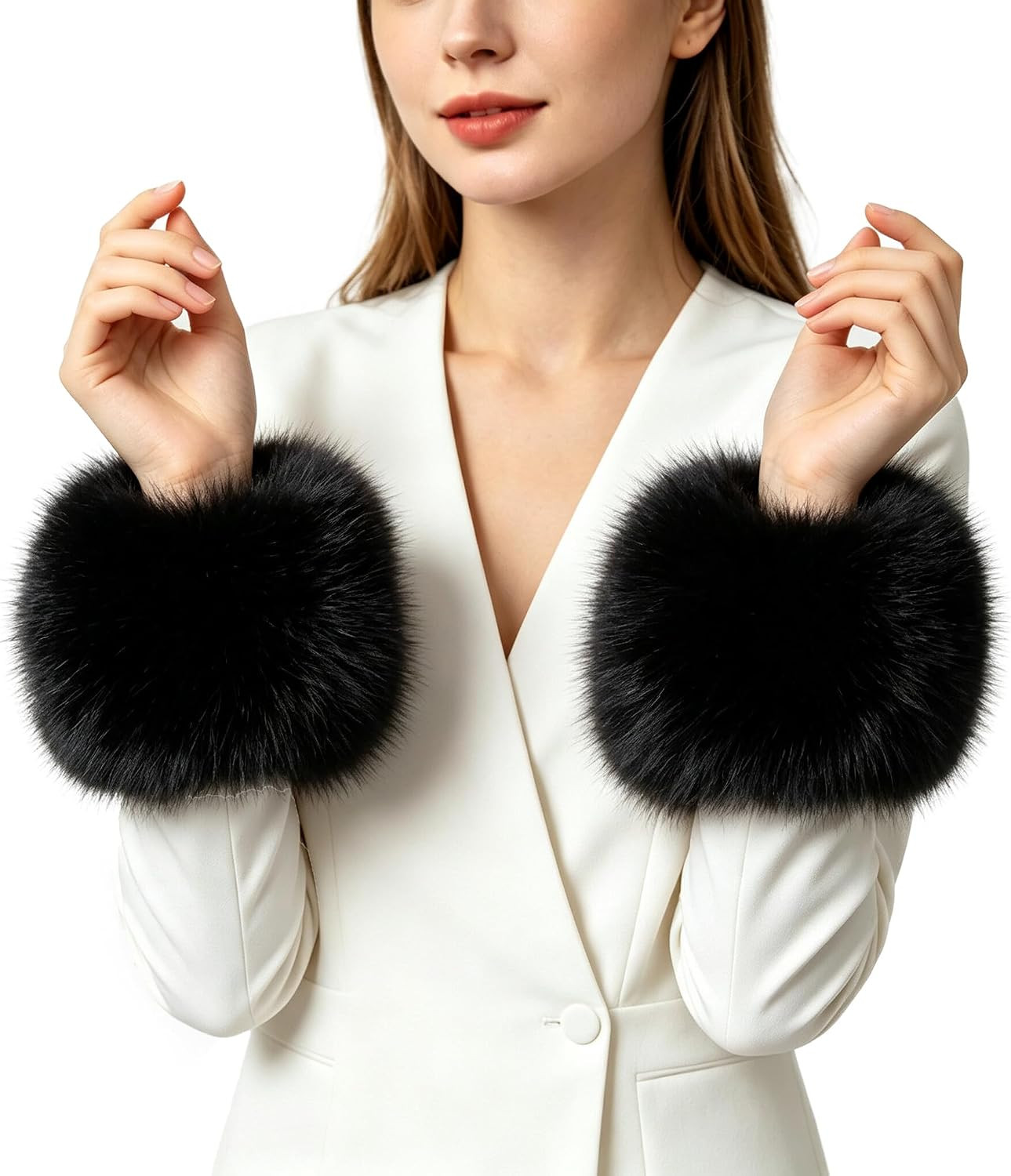 Lina & Lily Women's Winter Wrist Cuffs Warmers Faux Fur Fluffy | Amazon (UK)