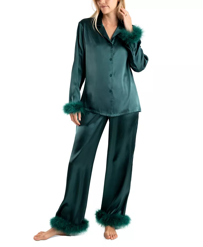 Linea Donatella
          
        
  
      
          Women's Marabou Feather Satin Pajama Set | Macy's