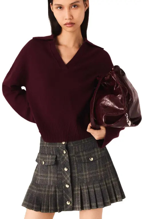 maje Short pleated checked skirt in Grey at Nordstrom, Size 42 Eu | Nordstrom