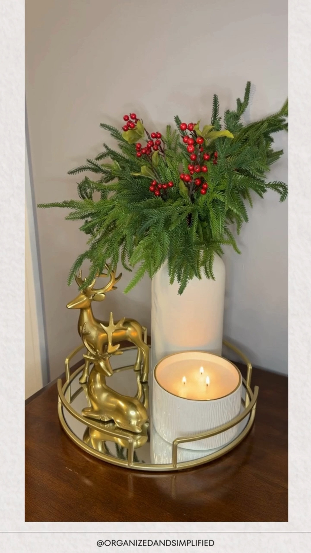 This little Christmas arrangement is one of my favorites!

I love making Christmas arrangements for around my house with greenery, a pretty vase, and my favorite Thymes candle. 

Small, simple, and adds so much holiday charm.

Perfect for making the whole room feel festive.

#LTKGiftGuide #LTKHome #LTKHoliday
