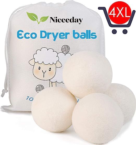 Wool Dryer Balls XL, Handmade Organic Dryer Balls Laundry Reusable Natural Fabric Softener, Dryer... | Amazon (US)