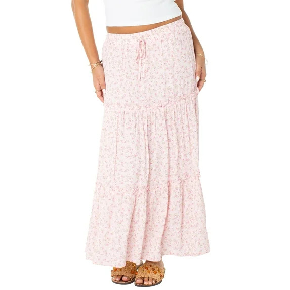 Celebrity Pink Women's and Women's Plus Floral Print Tiered Maxi Skirt, Sizes XS-4X | Walmart (US)
