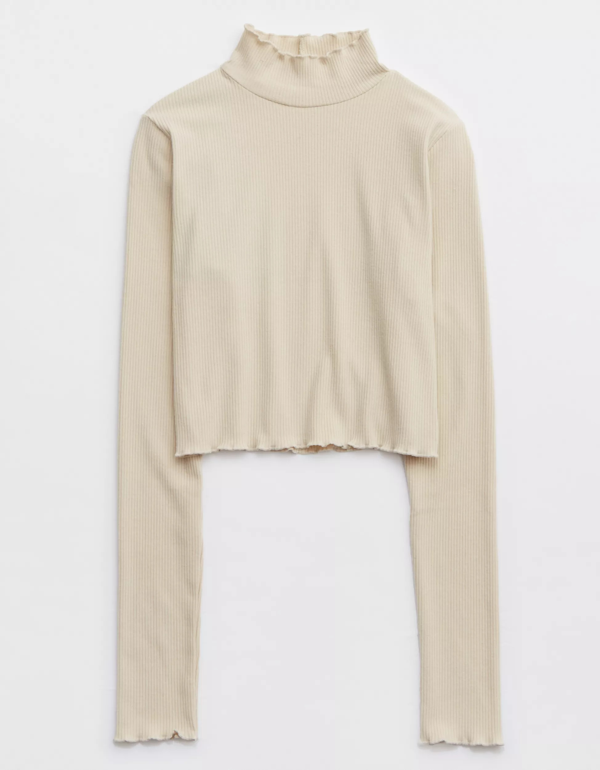 Aerie Long Sleeve Cropped Mock Neck T-Shirt | American Eagle Outfitters (US & CA)