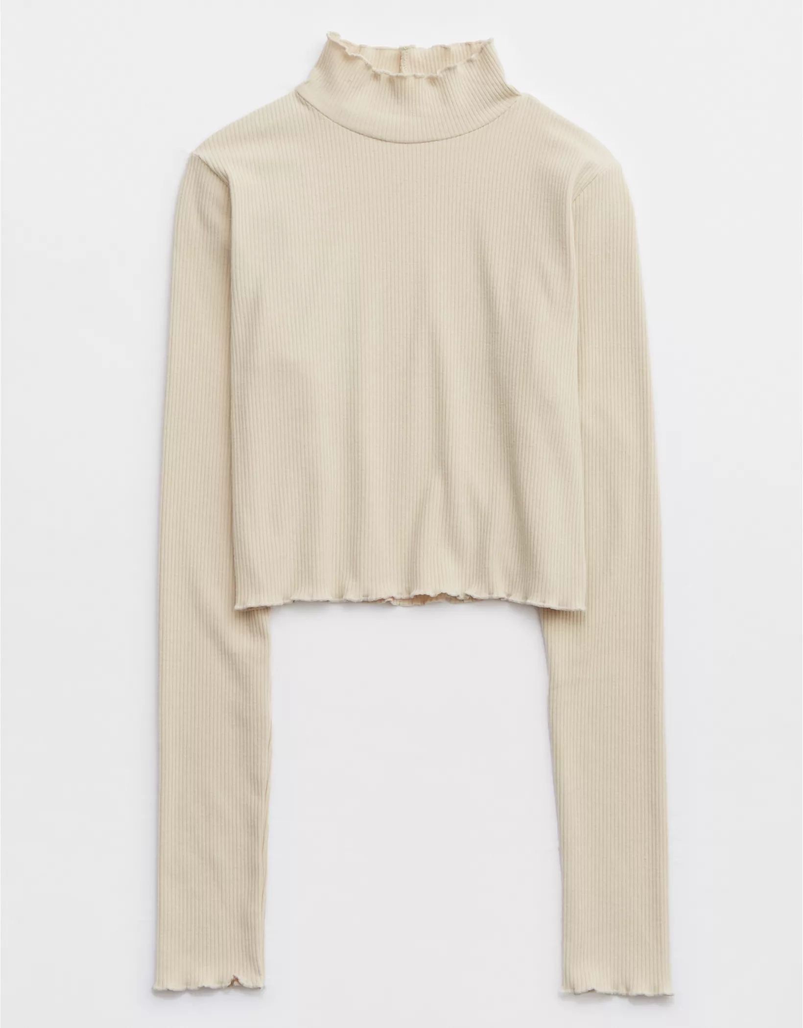 Aerie Long Sleeve Cropped Mock Neck T-Shirt | American Eagle Outfitters (US & CA)