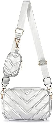 Herald Chevron Quilted Small Crossbody Bag with Coin Purse Pouch, Women Square Camera Side Should... | Amazon (US)