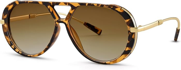 RAYSOL Trendy Oversized Aviator Sunglasses for Women Men 70s Retro Double Bridge Metal Aviators S... | Amazon (US)