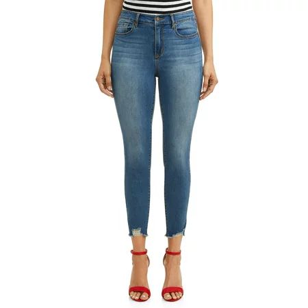 Sofia Jeans by Sofia Vergara Rosa Curvy Ripped Hem High Waist Ankle Jean Women's (Medium Wash) | Walmart (US)