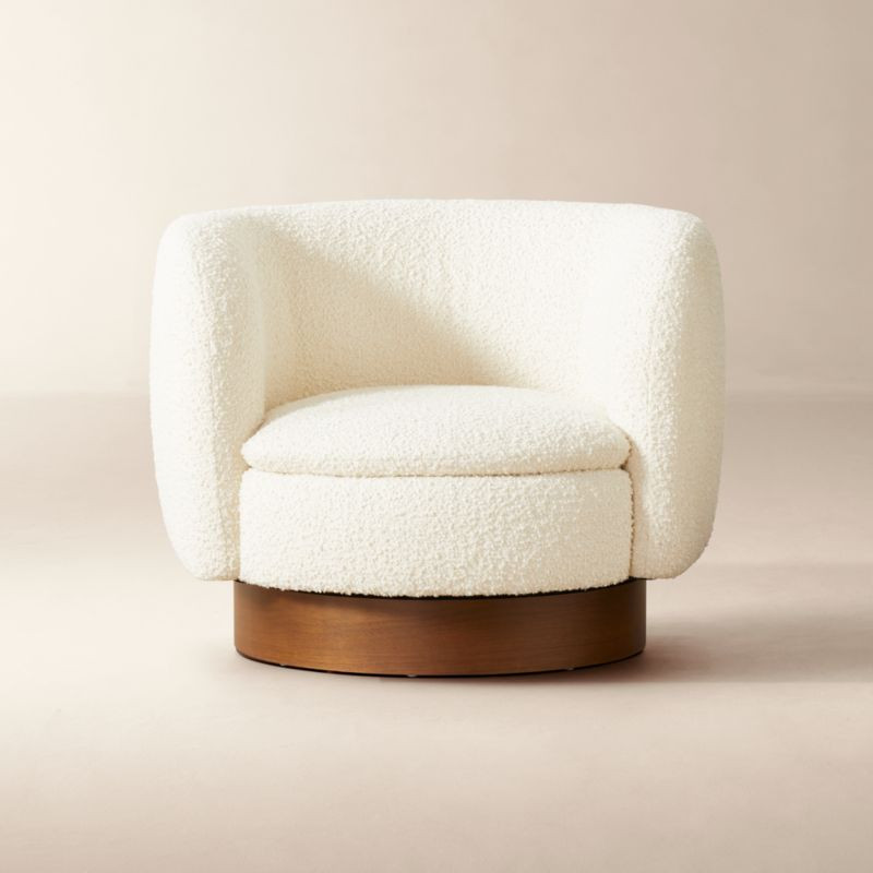 Muir White Boucle Swivel Chair + Reviews | CB2 | CB2