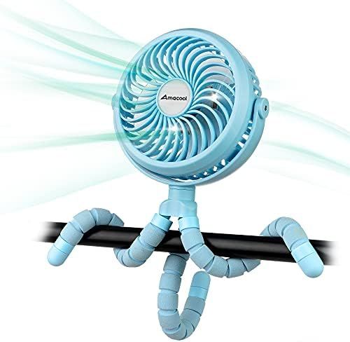 Battery Operated Stroller Fan Flexible Tripod Clip On Fan with 3 Speeds and Rotatable Handheld Pe... | Amazon (US)