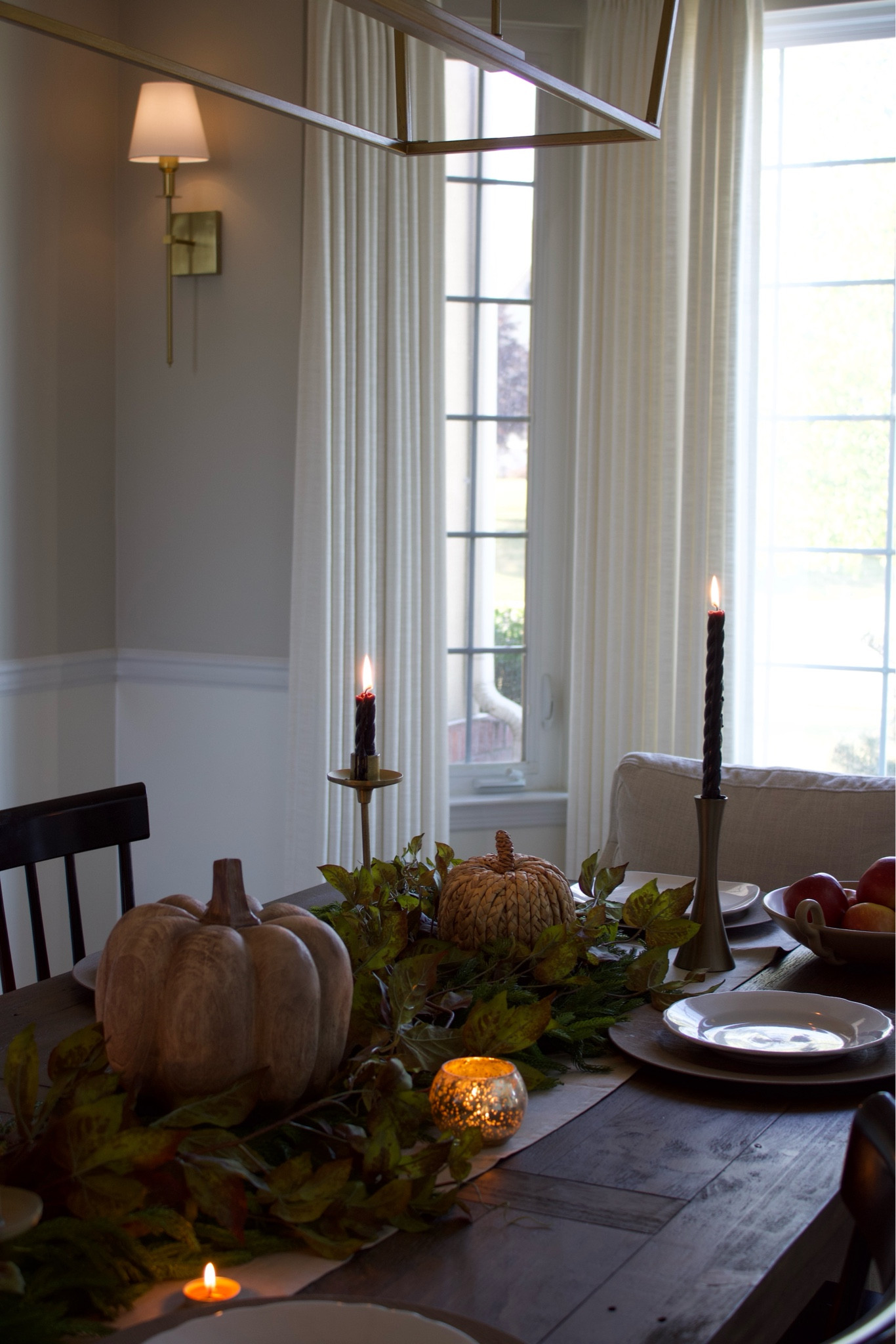 Fall | Thanksgiving tablescape . You can use code: CREATOR to save 10% off orders $75+ 

I have the ivy stems & the new deluxe Norfolk garland shown here. The deluxe is so large and full I only had to use one garland for my dining table! 

#LTKSeasonal #LTKFallSale #LTKHome