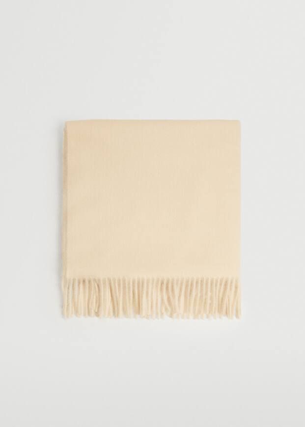 Fringed edge wool-blend scarf | MANGO (UK)