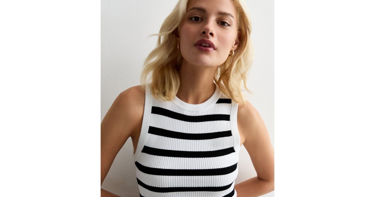 White Stripe Ribbed Vest | New Look | New Look (UK)