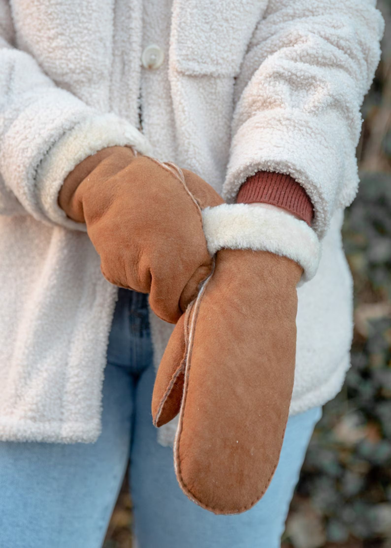 Womens Luxury Genuine Sheepskin Hand Stitched Sheepskin Mittens with Roll Up Roll Down Cuffs Wool... | Etsy (US)