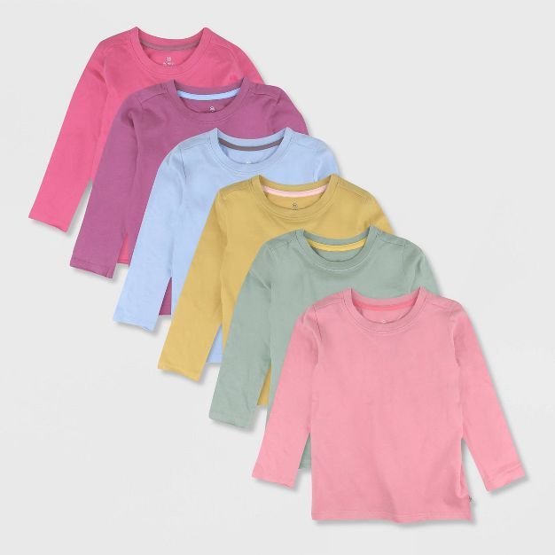 Honest Baby Toddler Girls' 6pk Autumn Long Sleeve T-Shirt - Pink | Target