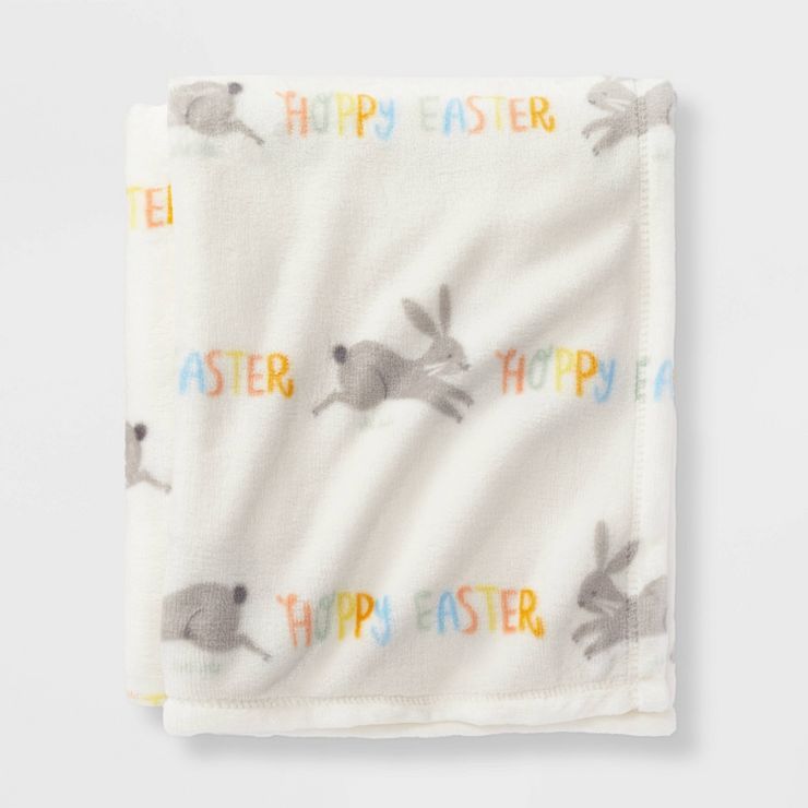 Hoppy Easter Throw Blanket Cream - Spritz™ | Target
