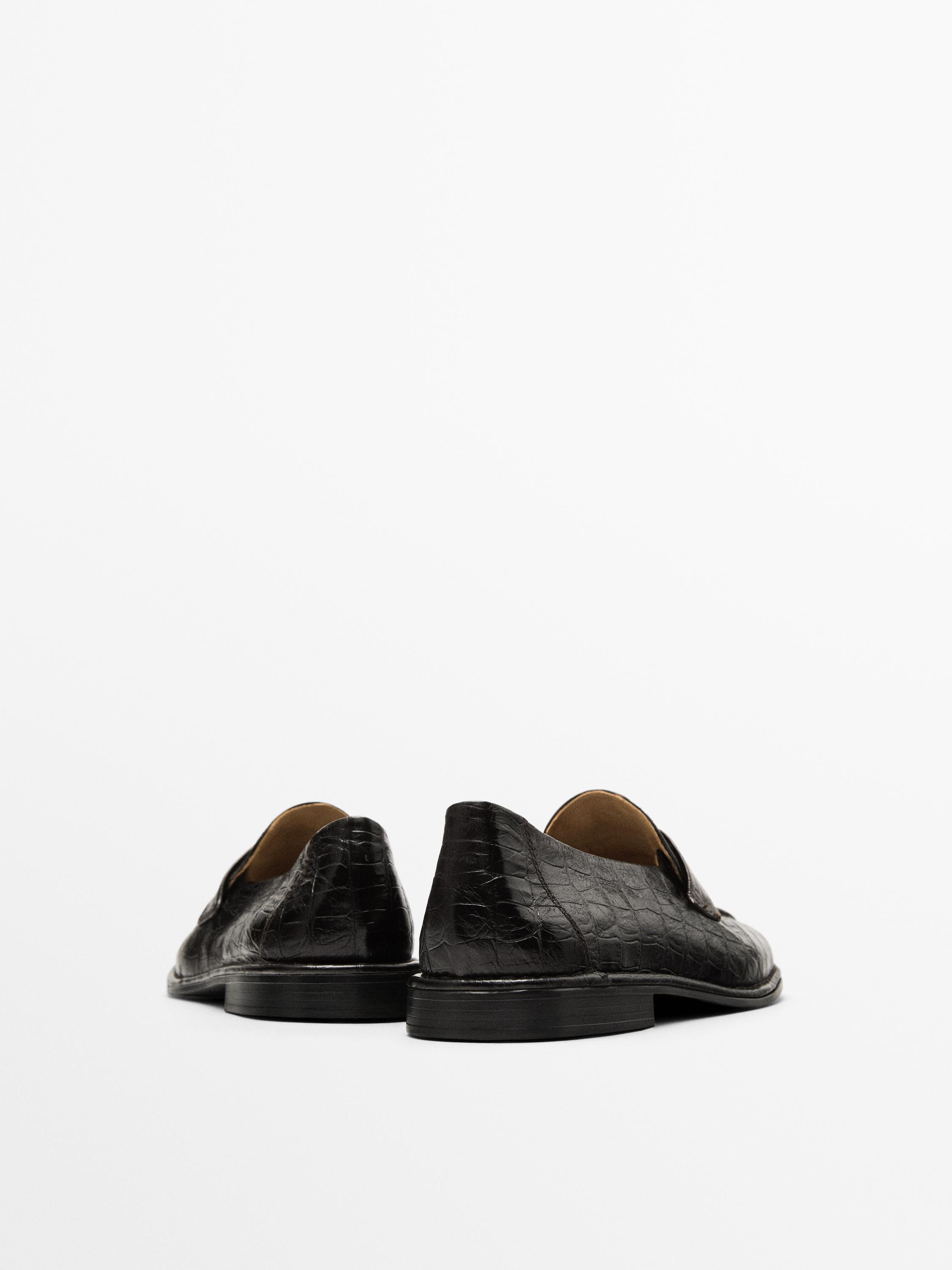 Mock croc embossed loafers | Massimo Dutti US