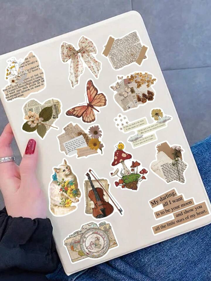 30pcs/Pack Retro Vintage Graphic Words Stickers For DIY Scrapbooking, Planner, Diary, Notebook, L... | SHEIN