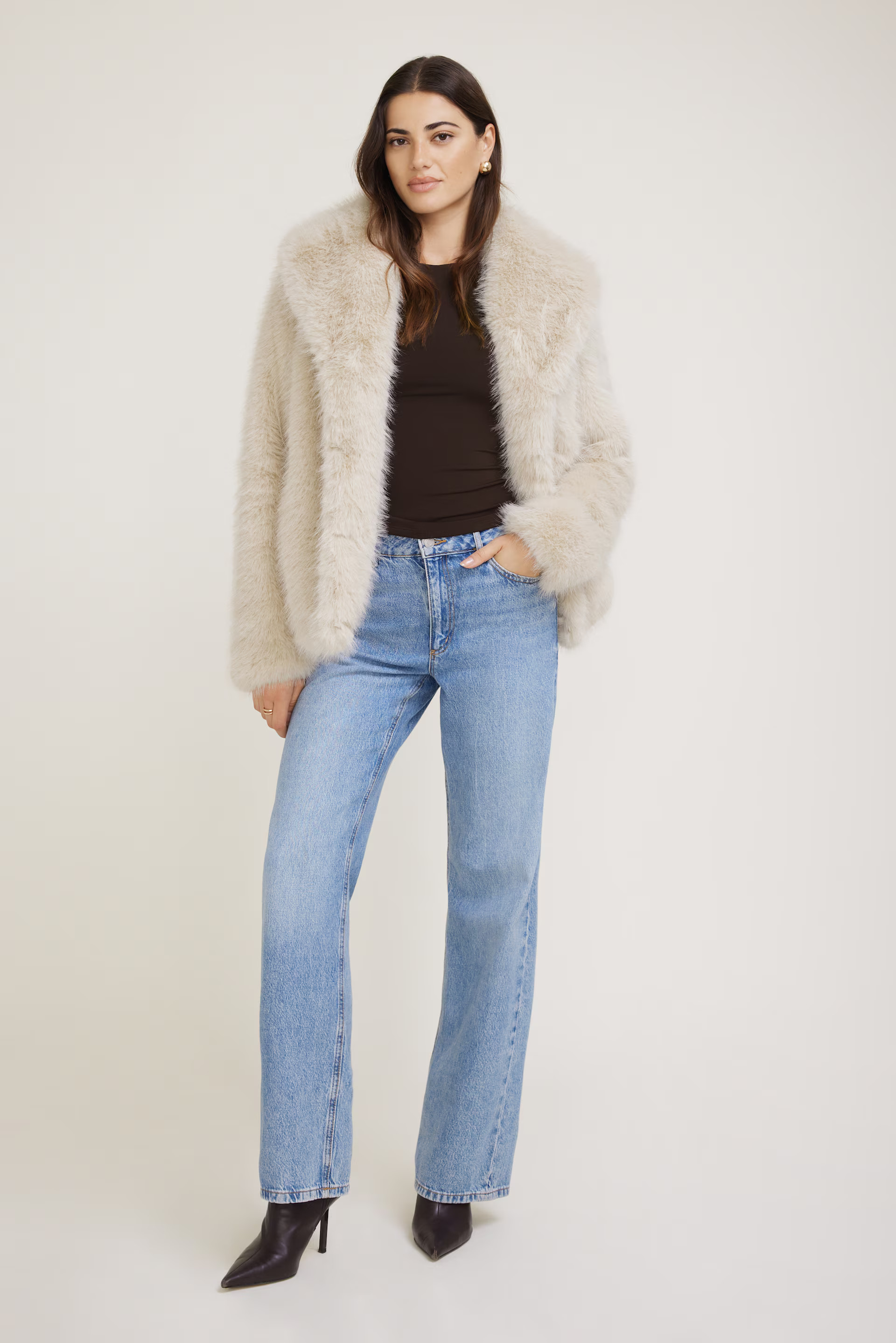 Midi Faux Fur Jacket | Dynamite Clothing