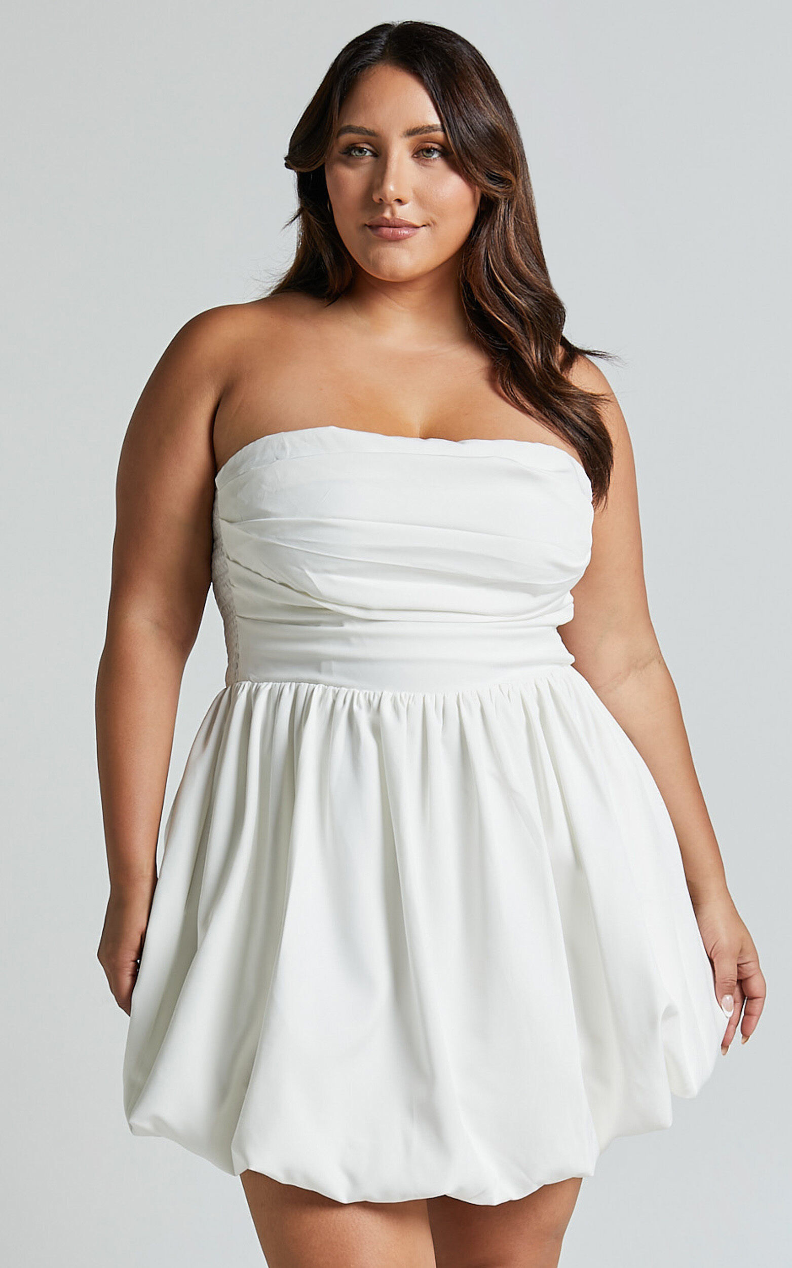 Shaima Mini Dress - Strapless Dress in White | Showpo (ANZ)