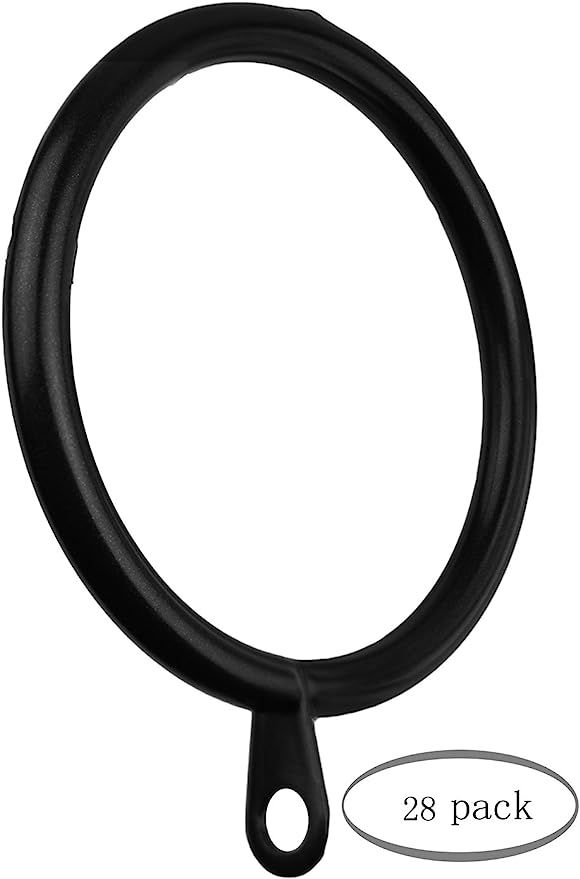 MERIVILLE 28 pcs Black 1.5-Inch Inner Diameter Metal Curtain Rings with Eyelets, Fits Up to 1 1/4... | Amazon (US)