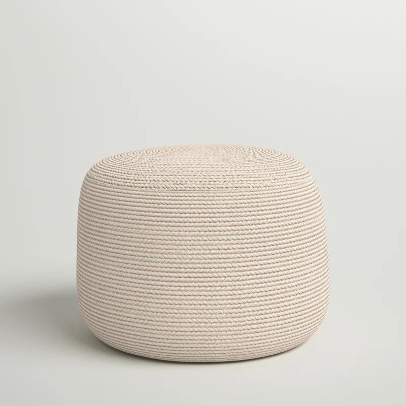 Catherin Upholstered Beige Pouf | Wayfair North America