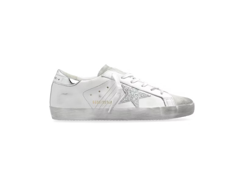 Golden Goose SuperStar Metallic Glitter (Women's) Sneakers in White/Silver | StockX