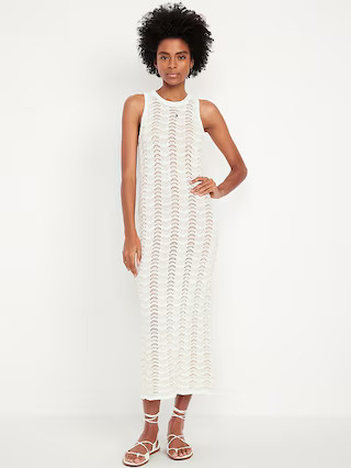 Sleeveless Pointelle-Knit Midi Dress | Old Navy (US)