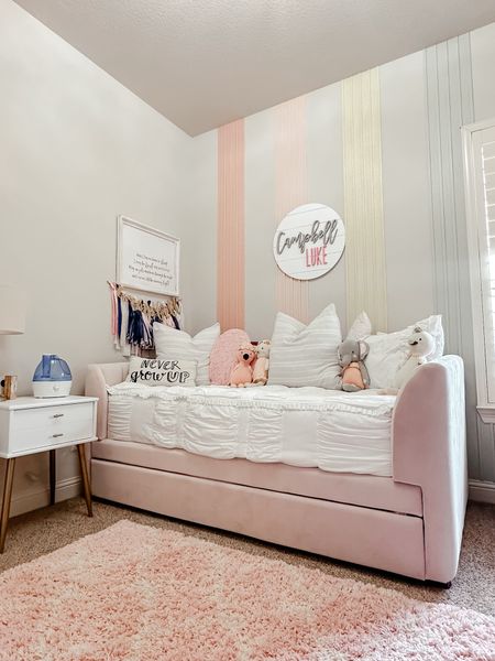 Daughters bedroom. Upholstered bed. Day bed. Trundle bed. Pink bedroom. Pink bed. Girls bedroom  

#LTKsalealert #LTKhome #LTKkids