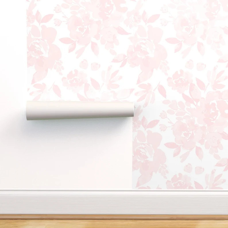 Floral Wallpaper - Ibd-Purdy-Peonies-Blush By Indybloomdesign - Pink Custom Printed Removable Sel... | Etsy (US)