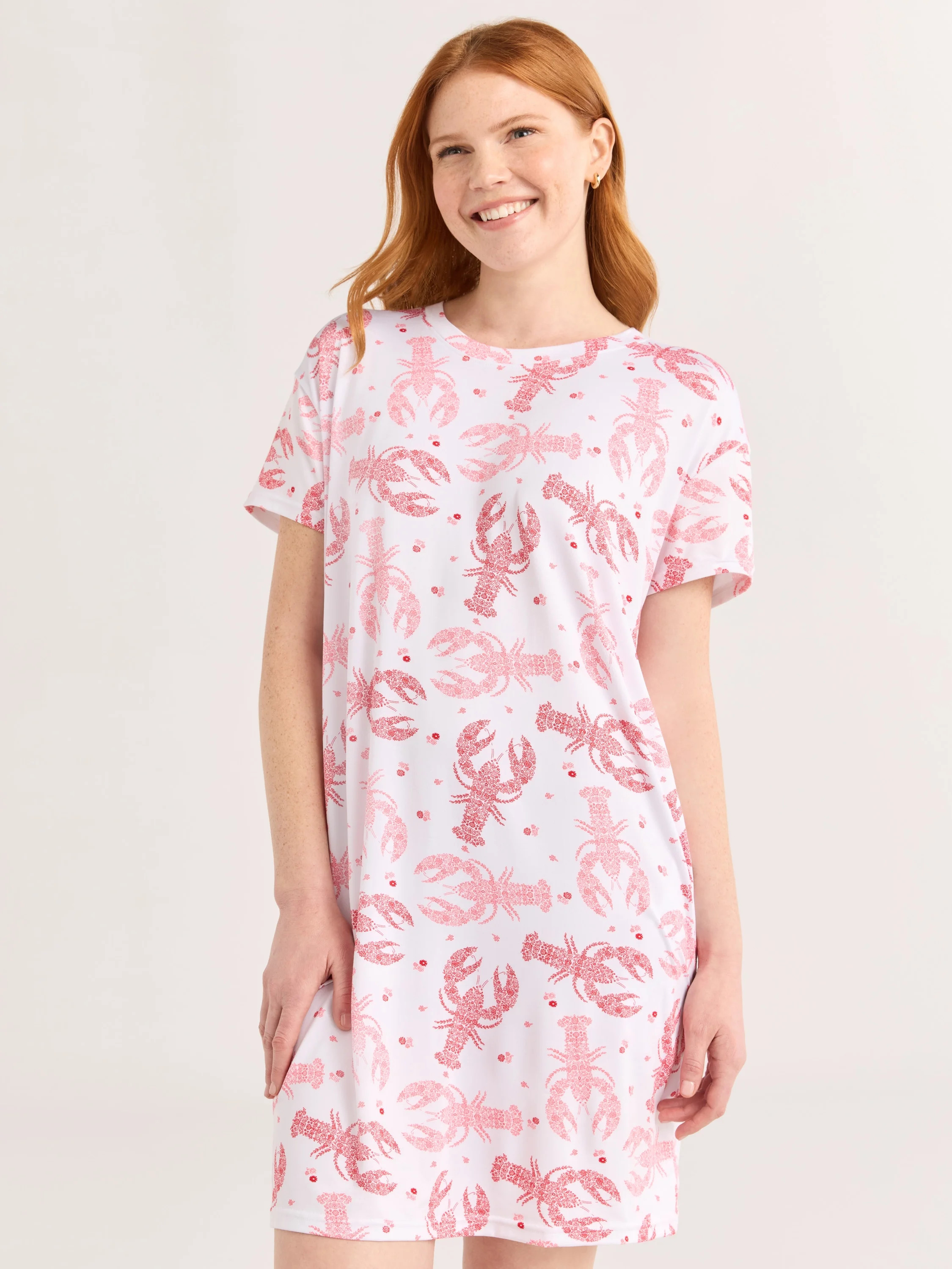 Joyspun Women's Short Sleeve Sleepshirt, Sizes S/M to 2X/3X | Walmart (US)