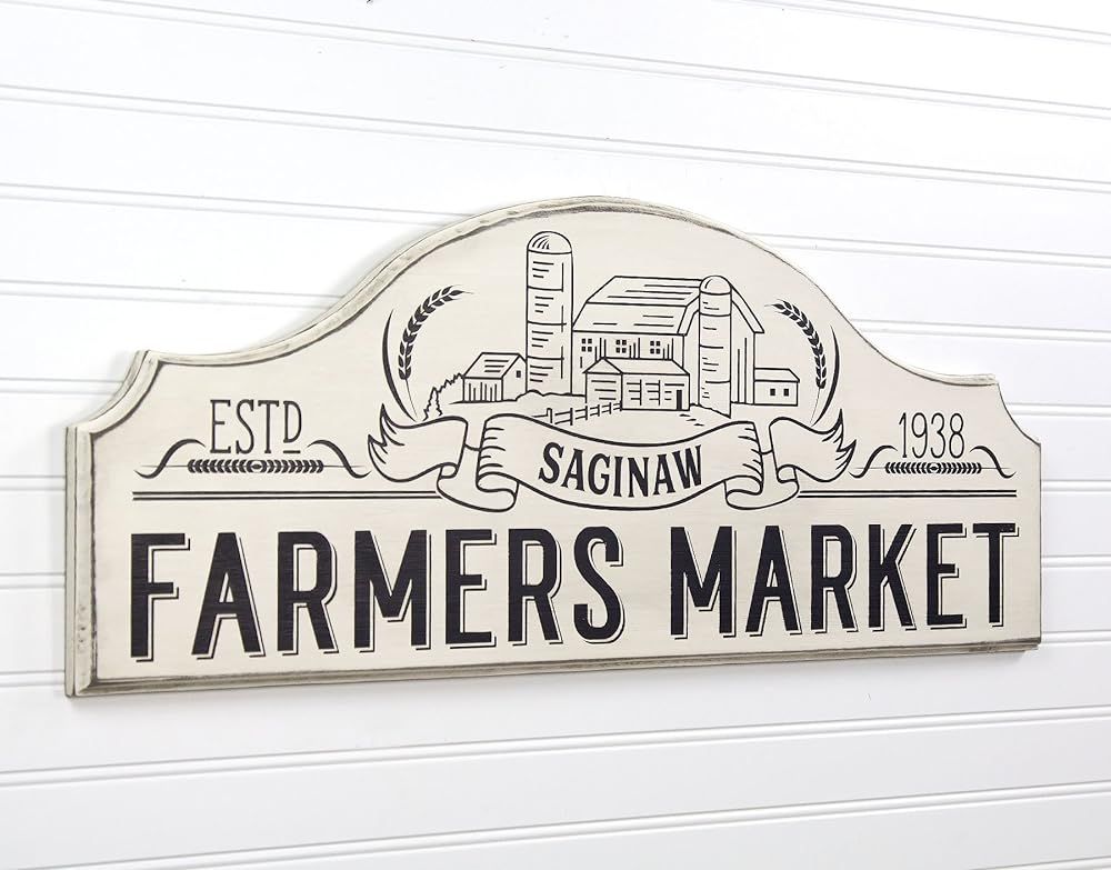 Personalized Farmers Market Modern Farmhouse Style Wood Sign Wall Art - 9 Colors - 2 Sizes | Amazon (US)