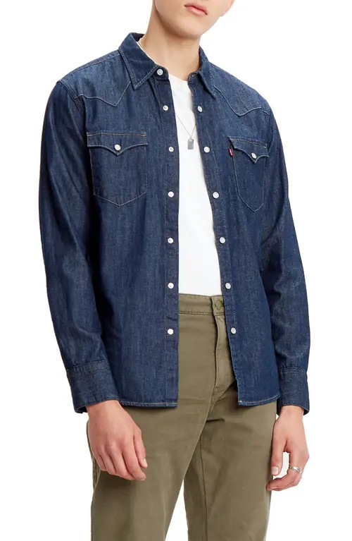 Levi's® Premium Barstow Standard Fit Denim Western Shirt in Western Edition at Nordstrom, Size Xx-Large | Nordstrom