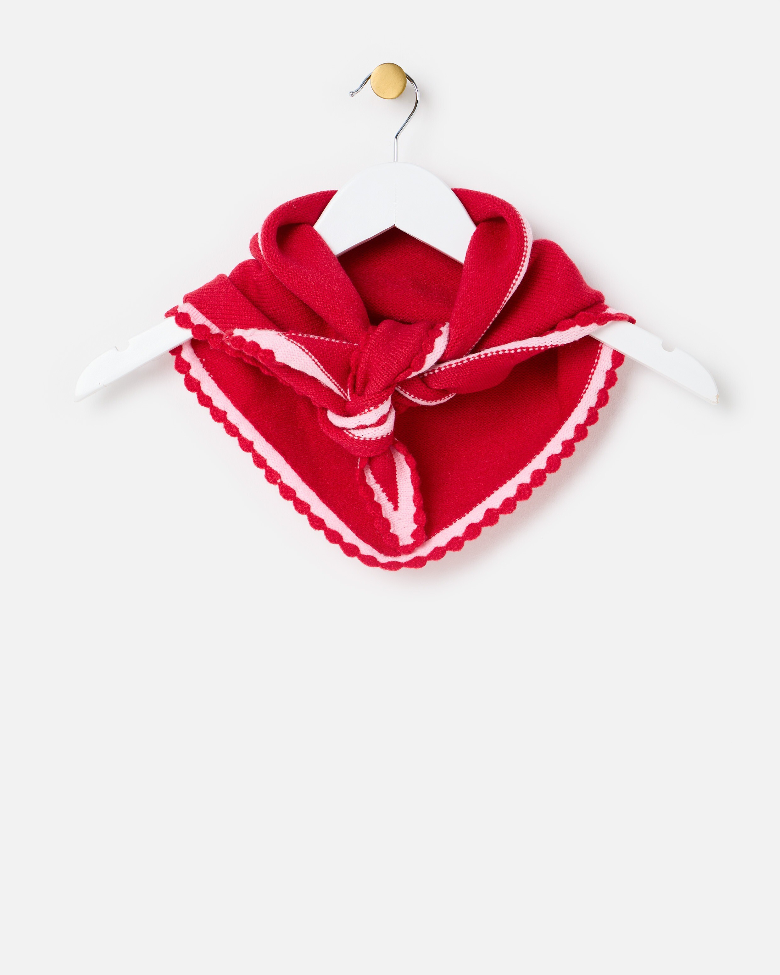 Red & Pink Scalloped Edge Knitted Triangle Scarf | Oliver Bonas (Global)
