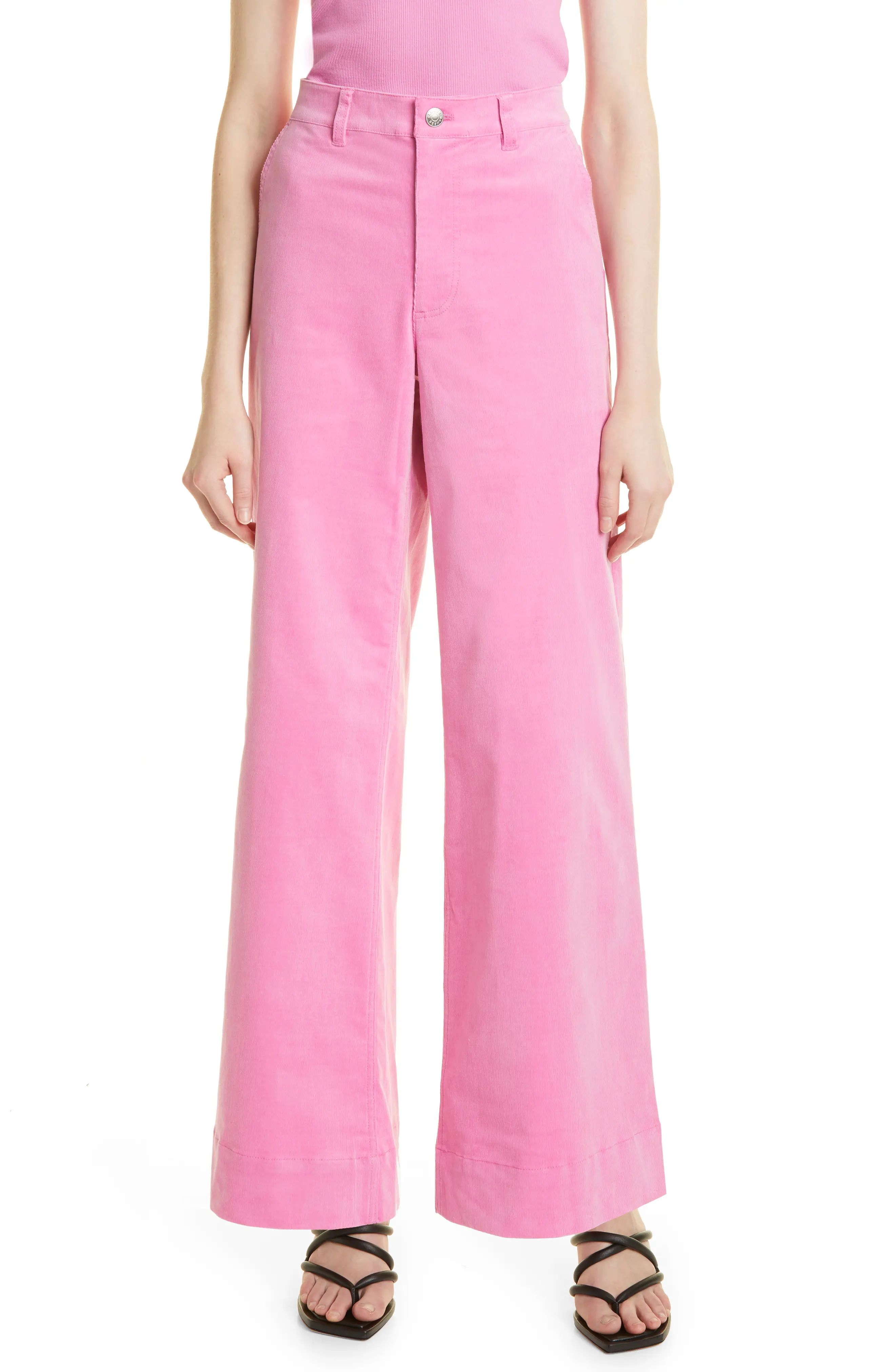 Sams?e Sams?e Allie Wide Leg Stretch Cotton Pants in Bubble Gum Pink at Nordstrom, Size Large | Nordstrom