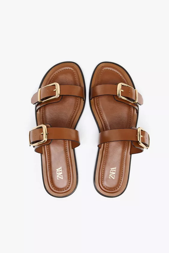 DOUBLE-STRAP FLAT SANDALS | Zara AU
