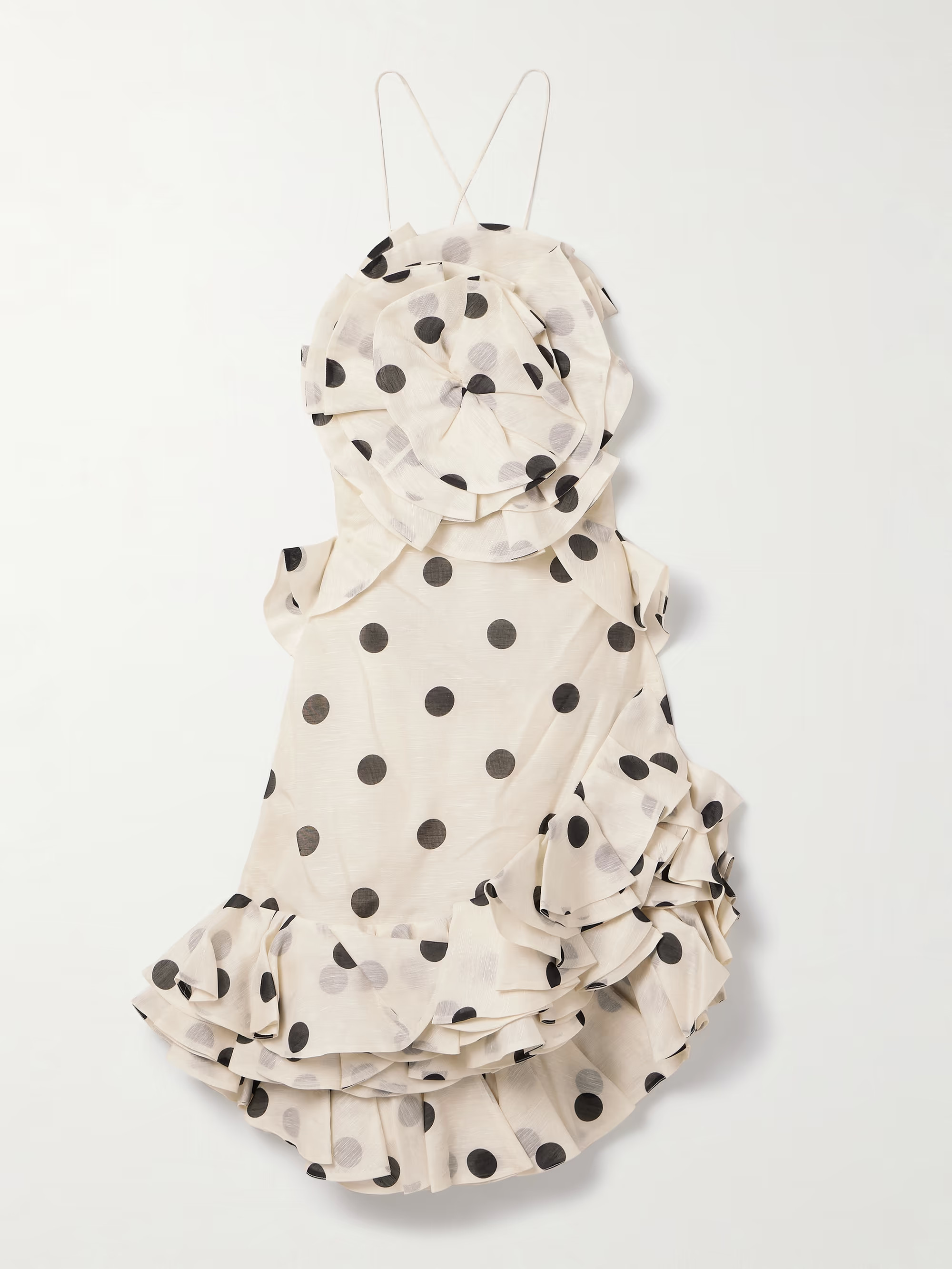 Crush ruffled polka-dot linen and silk-blend organza mini dress | NET-A-PORTER (US)